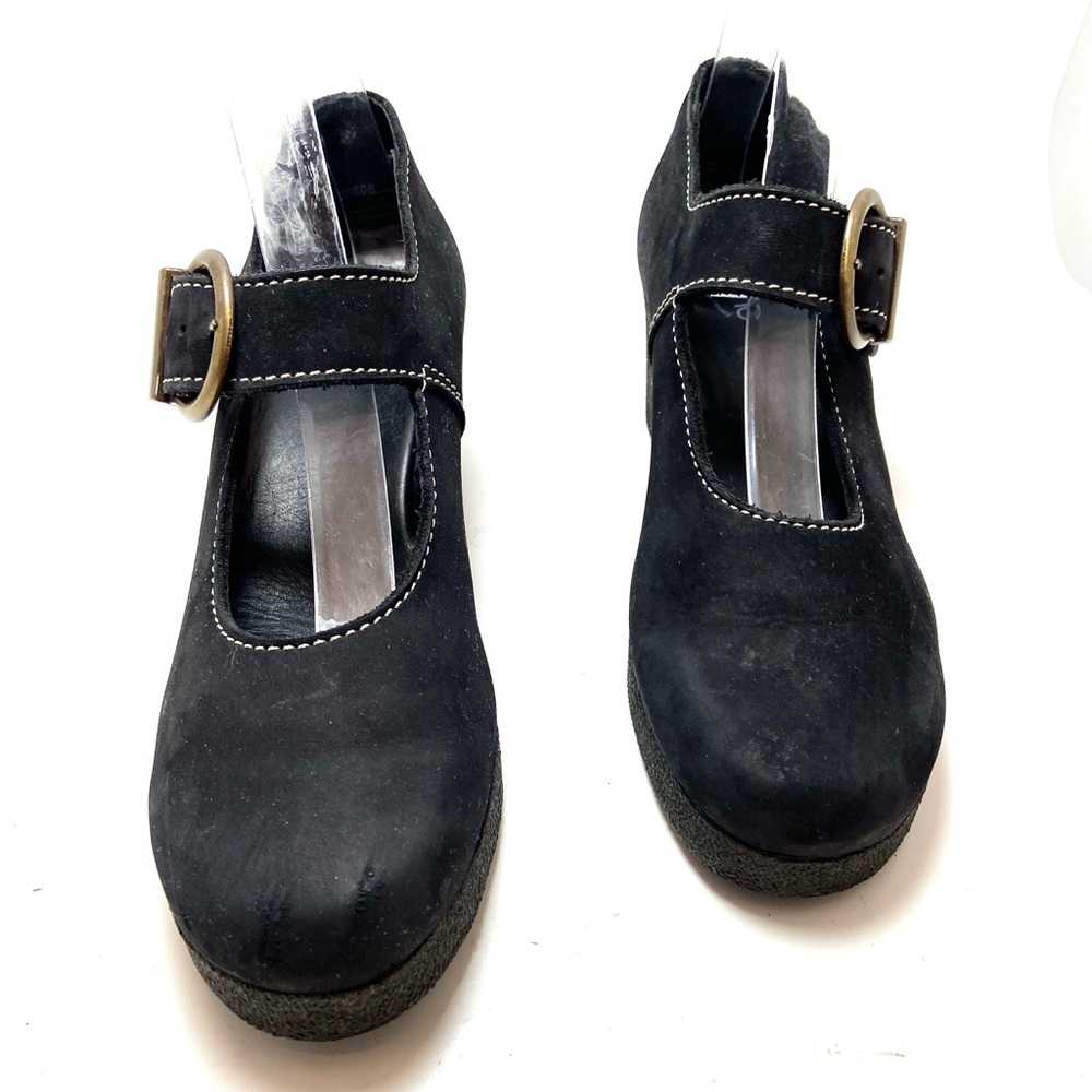 Arche Briska Black Leather Mary Jane Wedge Shoes - Picture 7 of 14